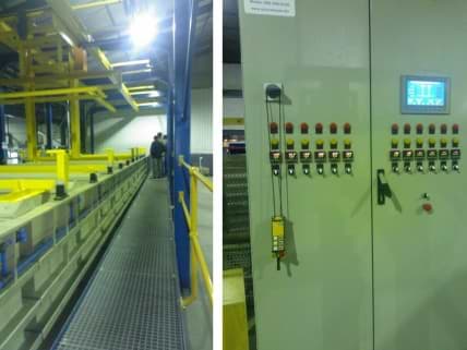 Single Carrier 1000 Kg load capacity every 10 minutes with Siemens TIA control system for Agricultural Equipment Plant.  